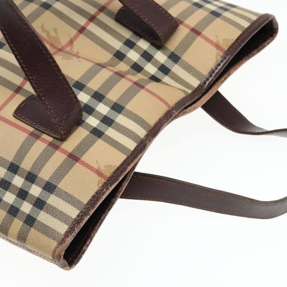 BURBERRY Nova Check Hand Bag PVC Beige Auth 93196 - Picture 6 of 16